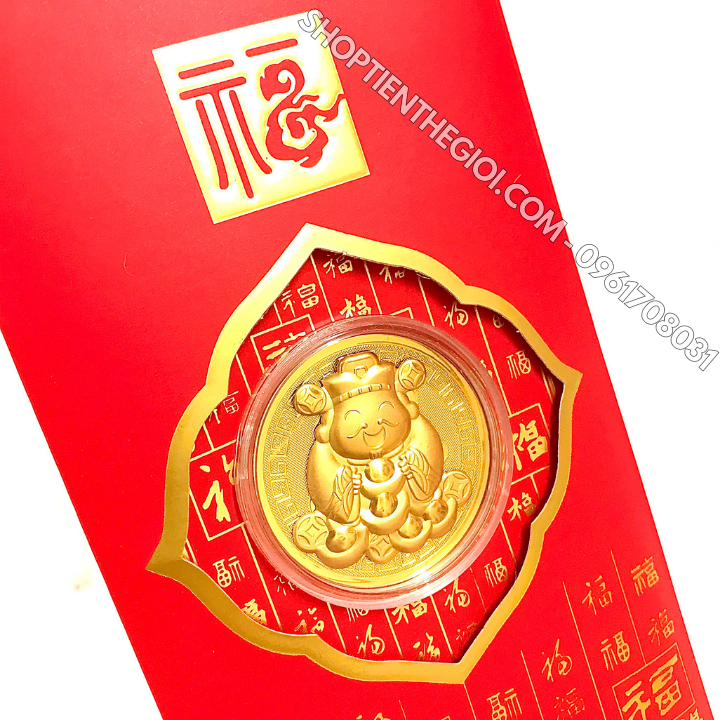 Bao Lì Xì Đồng Xu Thần Tài Cute Mạ Vàng - SP005982